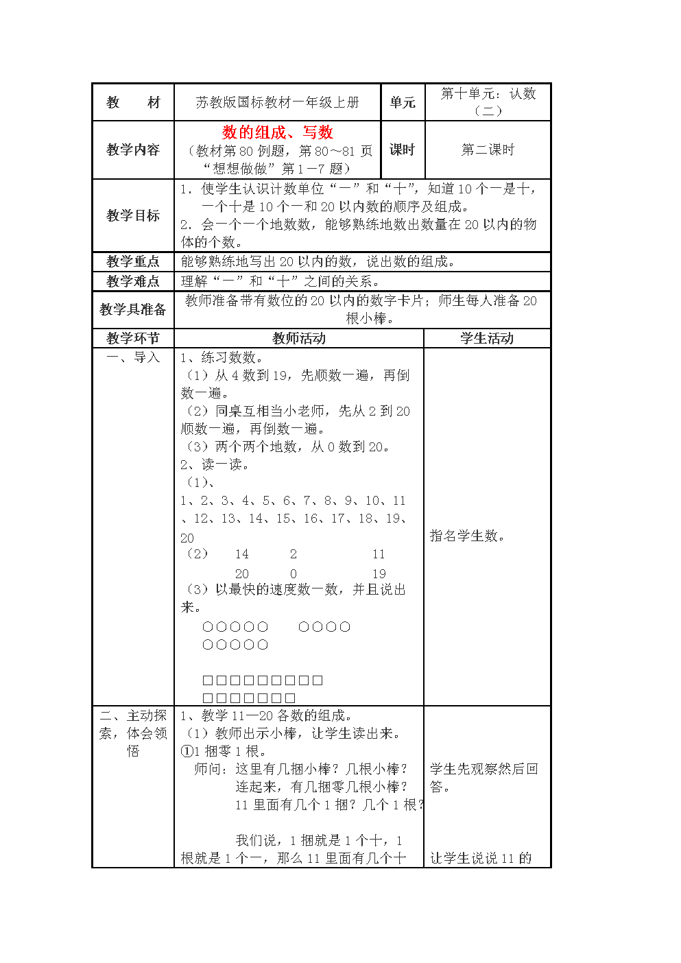 苏教版册数小学一数学上年级的组成写数教案.爱大东小学图片