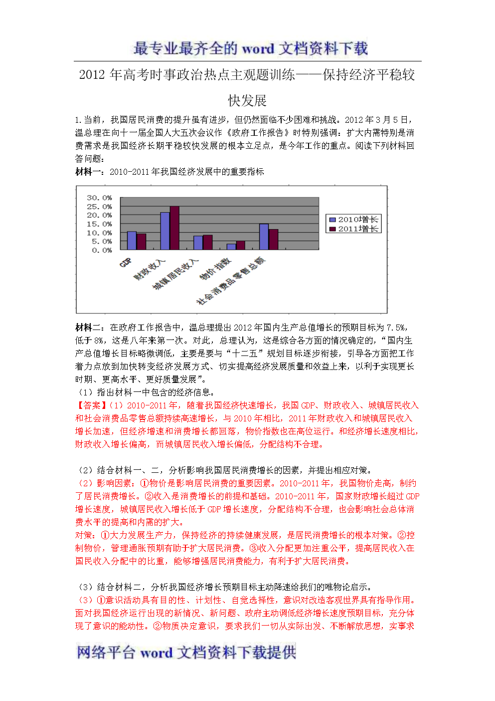 2012年训练时事政治主观热点题高考--专题十保高中语文学业图片